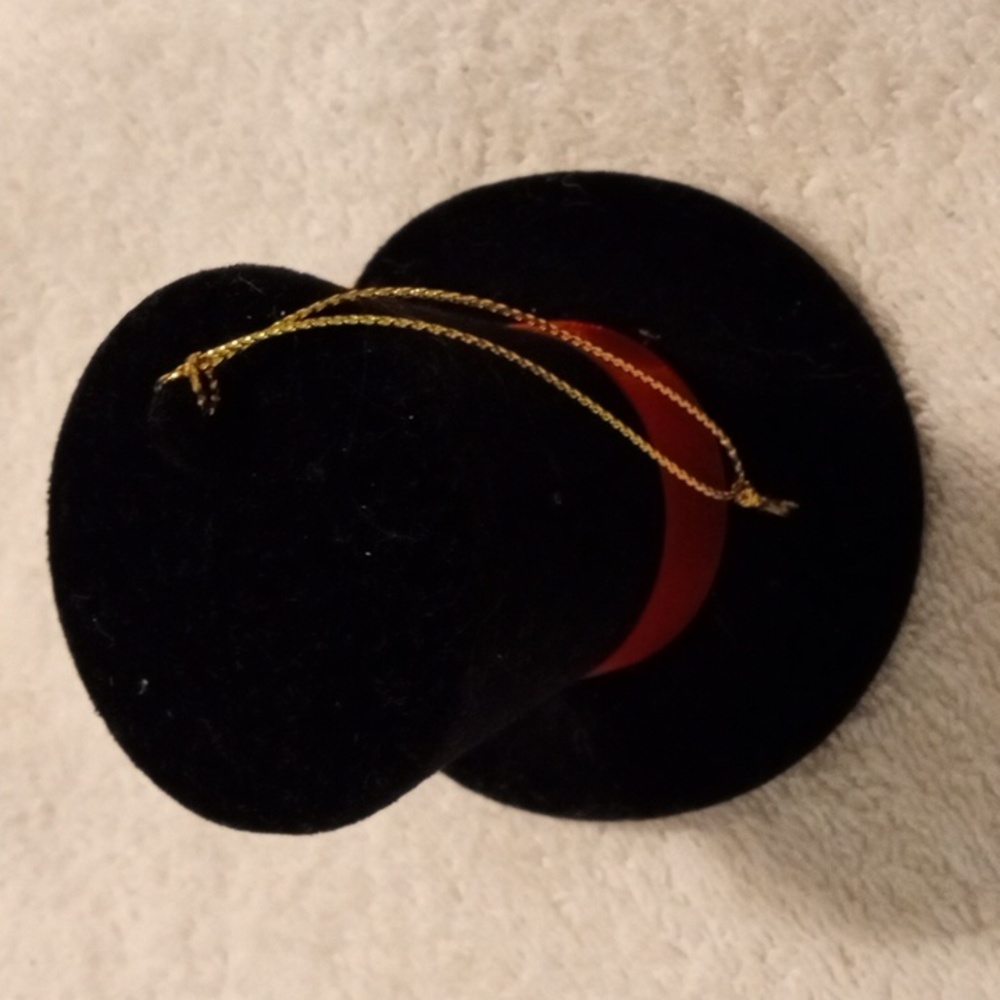 Black Top Hat with Red Band and Gold Buckle Ornament - Picture 5 of 6